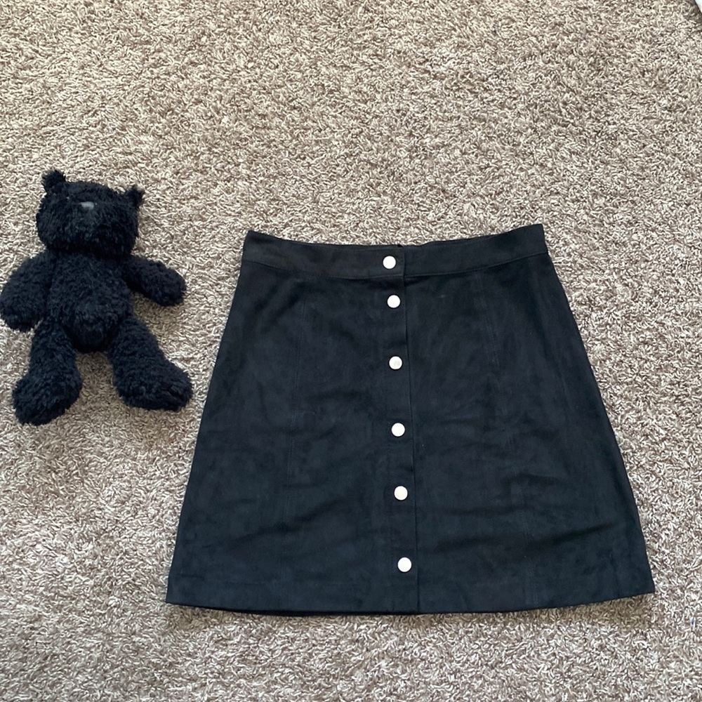 Suede silver bottom midi skirt